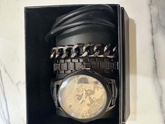 Watch and Bracelet Set in Gun Metal 